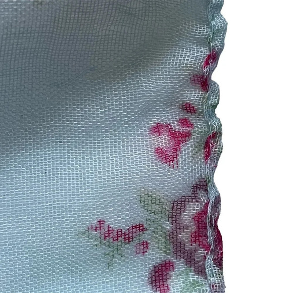 Uniqlo Green Gate Limited Edition Blue & Pink Floral Cottagecore Rectangle Scarf - Picture 10 of 11